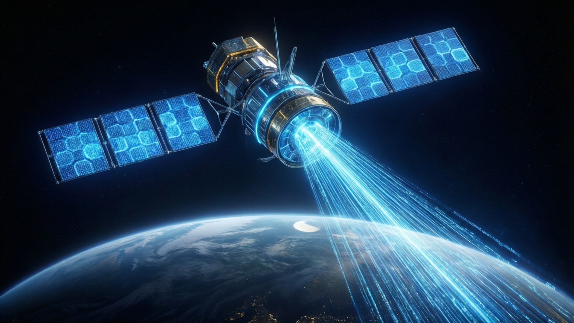 Data Beam Satellite by Wallpapers.art Studio