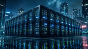 Data Center Night Rain