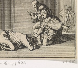 David bidt voor het leven van het kind van Bathseba