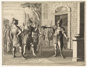 David giet het water uit de put te Bethlehem uit