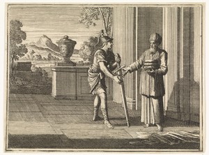 David ontvangt de toonbroden en het zwaard van Goliath