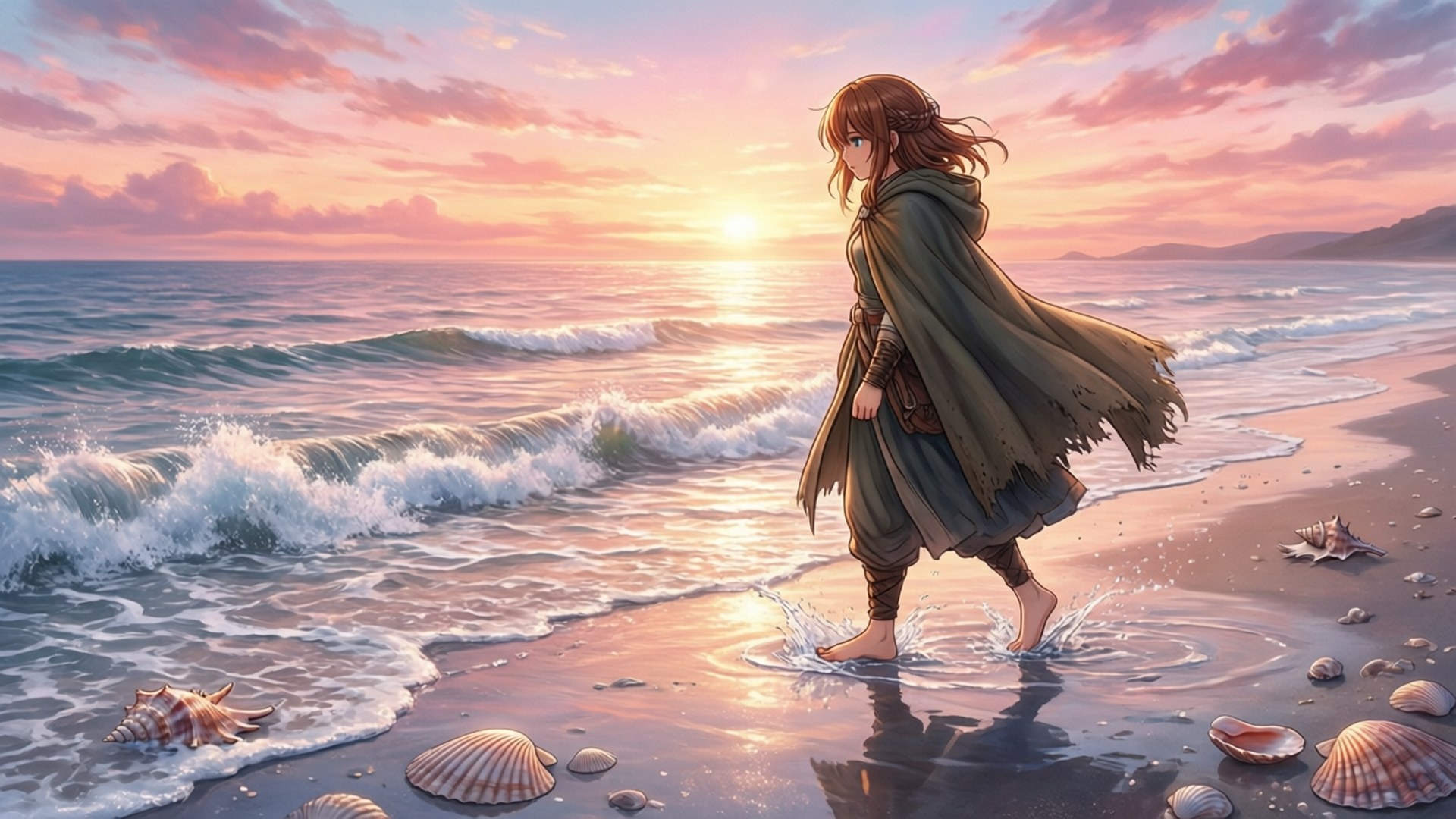 Dawn by the Shore by Wallpapers.art Studio