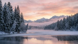 Dawn Over Frozen Lake