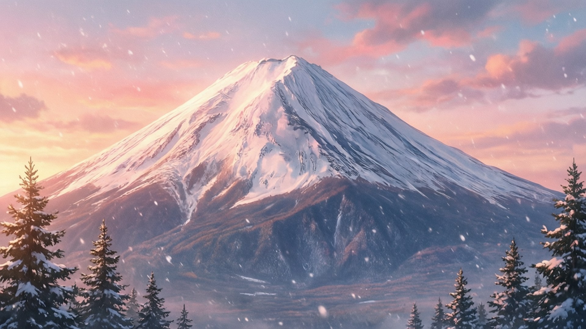 Dawn Snow Peak by Wallpapers.art Studio
