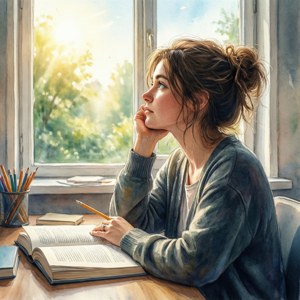 Daydreaming at Desk
