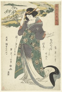 De Chofu Tama rivier in de provincie Musashi