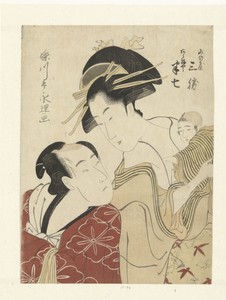 De geliefden Akeneya Hanshichi en Minoya Sankatsu.
