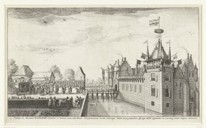 De graaf en gravin von Thurn und Taxis brengen een bezoek aan het kasteel van Alexander Roelants te Hemiksem, 1650