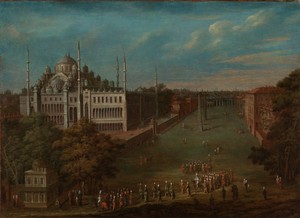 De grootvizier steekt de Atmeydanı (hippodroom) over