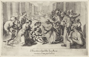 De heilige Bernardinus van Siena brengt een kind tot leven in Prato