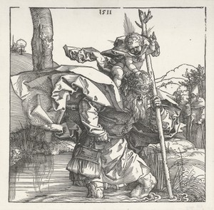 De Heilige Christoffel draagt het Christuskind