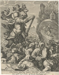 De heilige Christoffel en toeschouwers