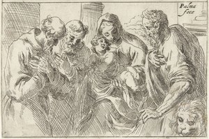 De heilige familie met Hieronymus en Franciscus