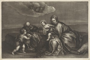 De Heilige Familie met Johannes de Doper in een landschap