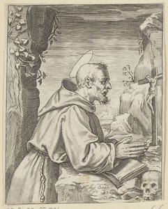 De heilige Franciscus aanbidt crucifix