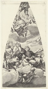 De heilige Jozef en andere heilige met cellospelende engel