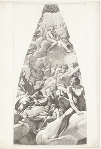 De heilige Petrus met andere heilige en engelen