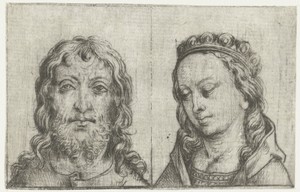 De hoofden van Christus en Maria