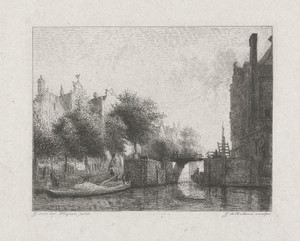 De Nieuwe Zijds Voorburgwal met de Oude Haarlemmersluis te Amsterdam (met topografische vrijheden)