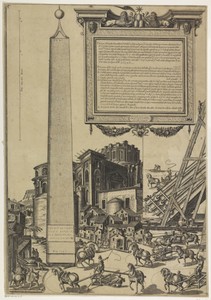 De oprichting van de obelisk op het St. Pietersplein