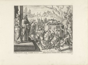 De priesters roepen Baäl aan en bidden om vuur