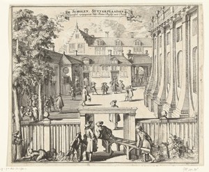 De scholen en reinigingsplaatsen bij de Portugese Synagoge te Amsterdam, ca. 1695