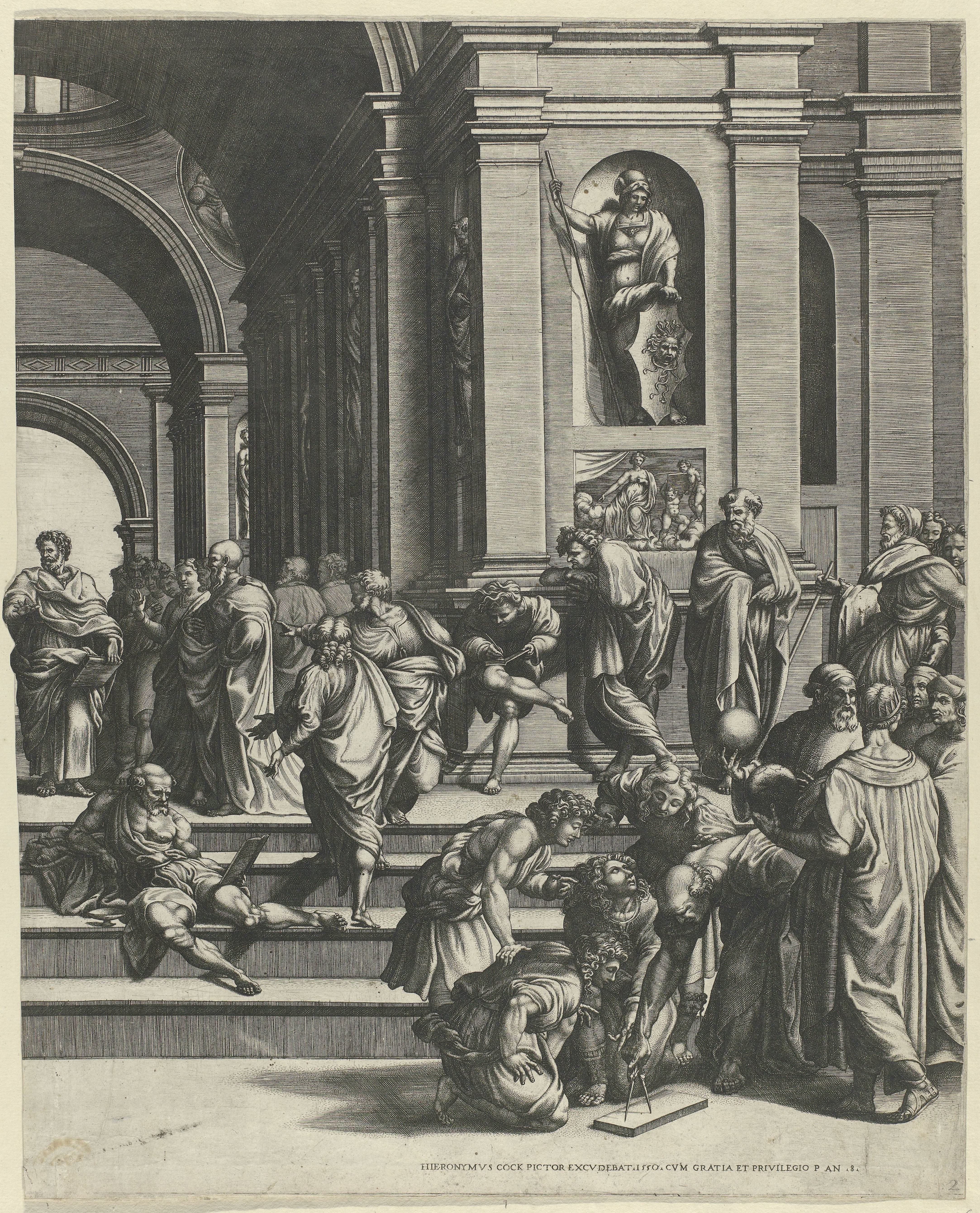 De School van Athene (rechter deel) by Giorgio Ghisi
