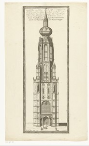 De toren van de Nieuwe Kerk te Delft, voor de brand van 1536
