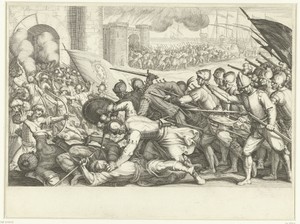 De troepen van Ferdinando I de' Medici bestormen een stadspoort