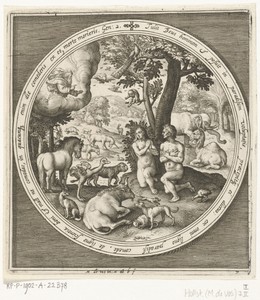 De zevende dag van de schepping: Adam en Eva in het paradijs