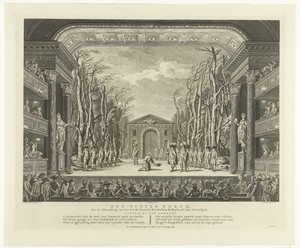 Decor met het winterbos in de Nieuwe Schouwburg te Amsterdam