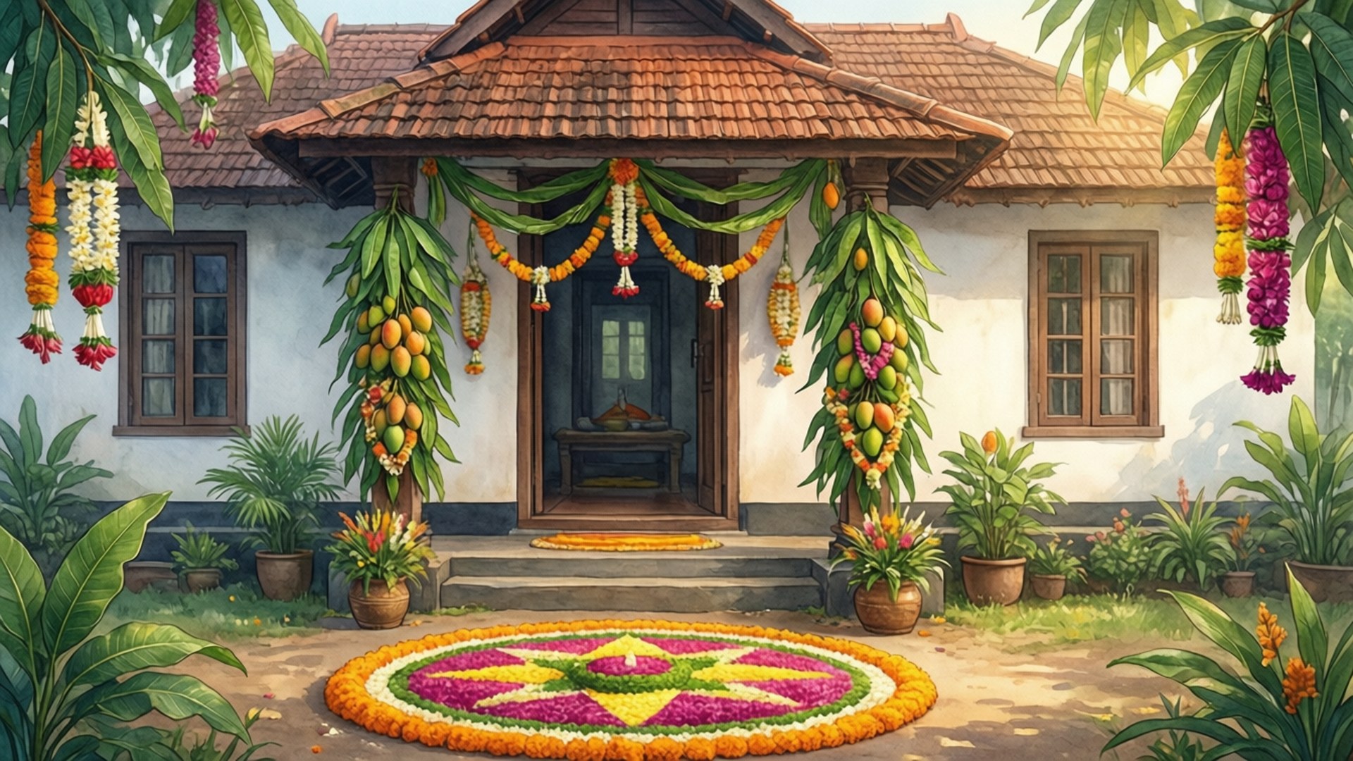 Decorated Onam Home Entrance by Wallpapers.art Studio