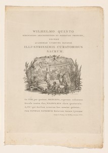Dedicatiepagina met allegorische voorstelling
