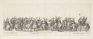 Deel van een processie met mannen te paard