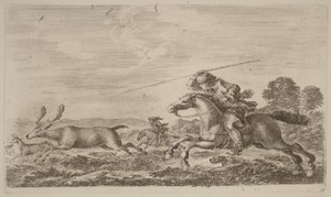 Deer Chased by Two Cavaliers