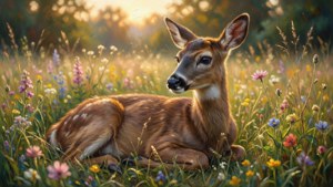 Deer in Wildflower Meadow