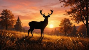 Deer Silhouette Sunset