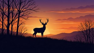 Deer Sunset Silhouette