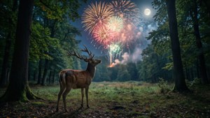 Deer Under Fireworks