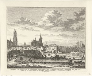 Delft na het ontploffen van de kruittoren, 1654