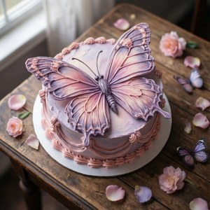 Delicate Butterfly Cake Overhead