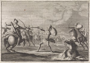 Demetrius Seleucus verdedigt zich tegen schietende ruiters