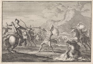 Demetrius Seleucus verdedigt zich tegen schietende ruiters