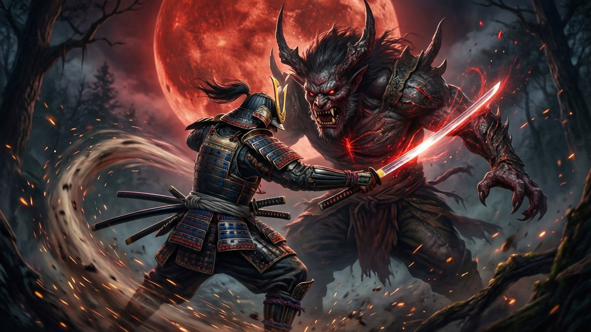 Demon Under Blood Moon by Wallpapers.art Studio