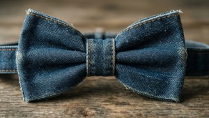 Denim Bowtie on Wood