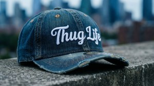Denim Hat on Concrete Ledge