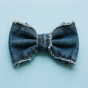 Denim Texture Stitched Bow