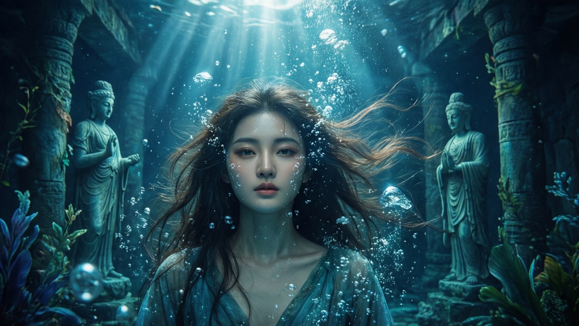 Depths of the Sunken Temple by Wallpapers.art Studio
