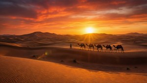 Desert Caravan Sunset