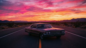Desert Highway Sunset